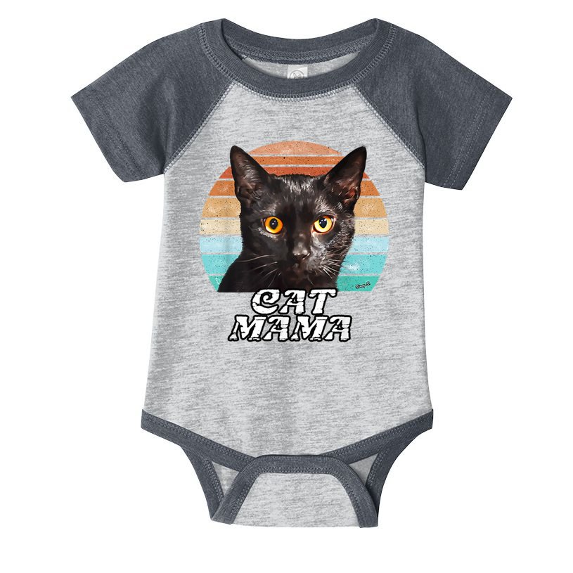 Cat Mama Mom Mothers Day Black Cat Retro Infant Baby Jersey Bodysuit