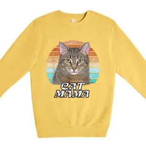 Cat Mama Mom Mothers Day Tabby Retro Premium Crewneck Sweatshirt