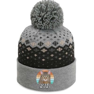 Cat Mama Mom Mothers Day Tabby Retro The Baniff Cuffed Pom Beanie