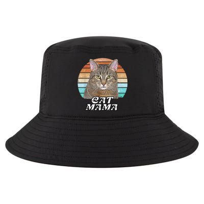 Cat Mama Mom Mothers Day Tabby Retro Cool Comfort Performance Bucket Hat