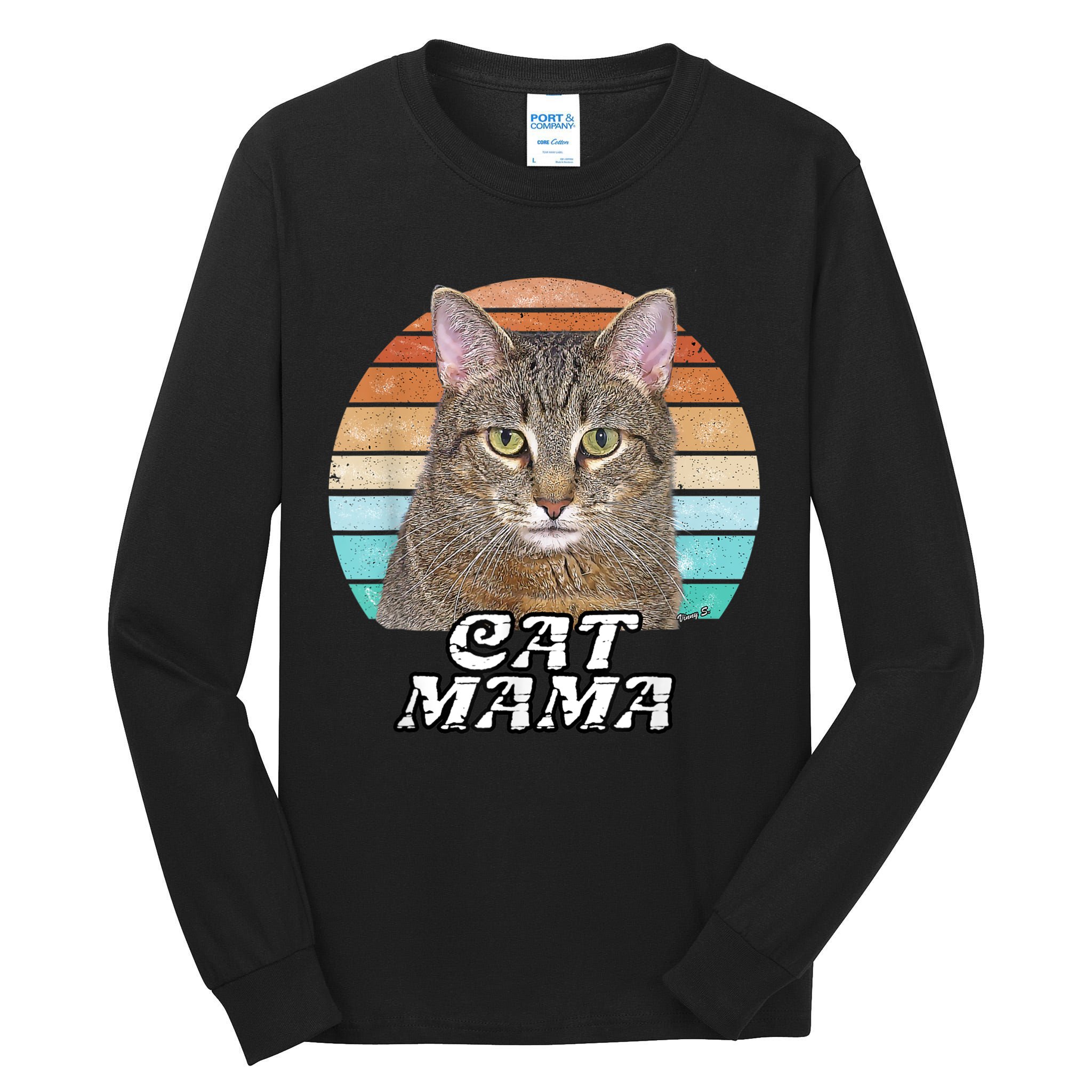 Cat Mama Mom Mothers Day Tabby Retro Tall Long Sleeve T-Shirt