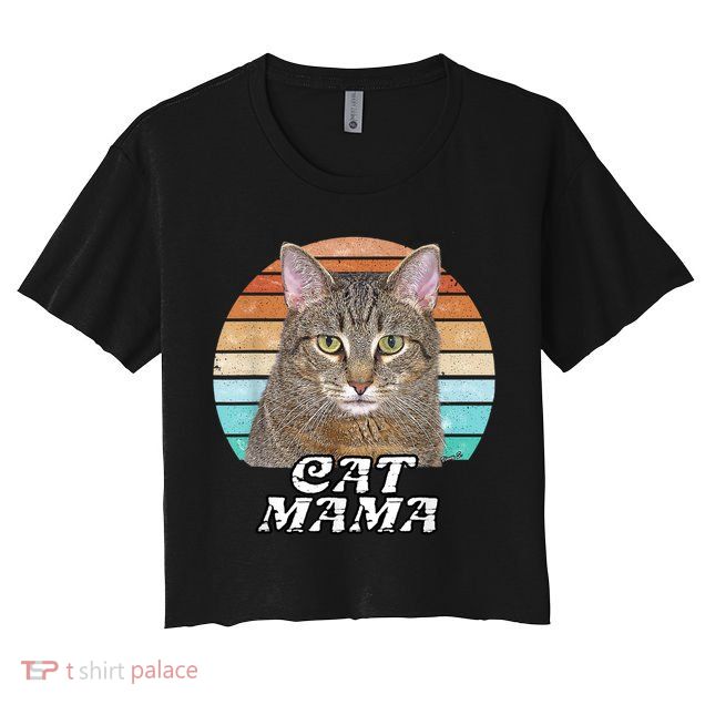 Cat Mama Mom Mothers Day Tabby Retro Crop Top