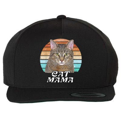 Cat Mama Mom Mothers Day Tabby Retro Wool Snapback Cap