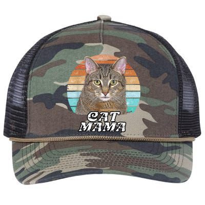 Cat Mama Mom Mothers Day Tabby Retro Retro Rope Trucker Hat Cap