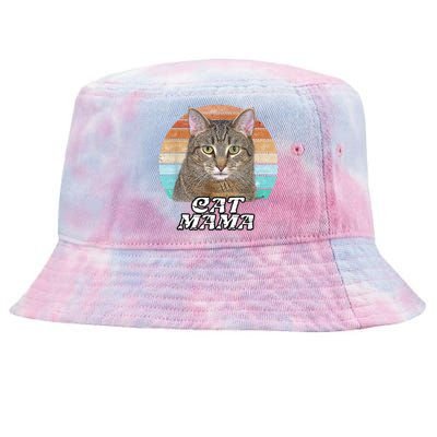 Cat Mama Mom Mothers Day Tabby Retro Tie-Dyed Bucket Hat