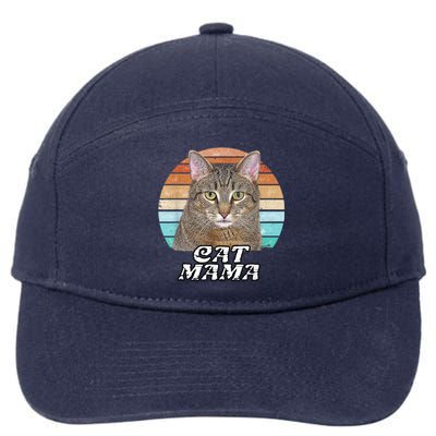 Cat Mama Mom Mothers Day Tabby Retro 7-Panel Snapback Hat