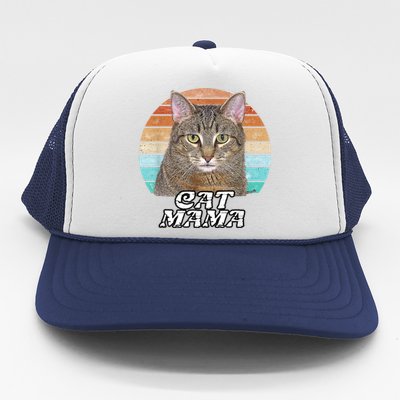 Cat Mama Mom Mothers Day Tabby Retro Trucker Hat