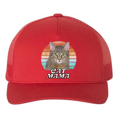 Cat Mama Mom Mothers Day Tabby Retro Yupoong Adult 5-Panel Trucker Hat