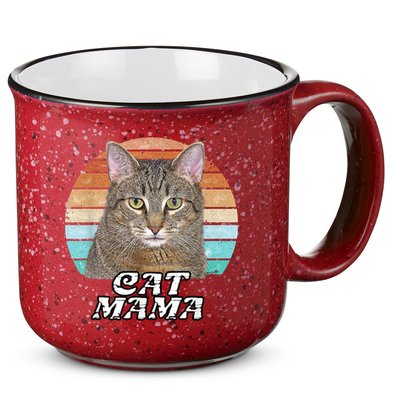 Cat Mama Mom Mothers Day Tabby Retro 15oz Campfire Ceramic Mug