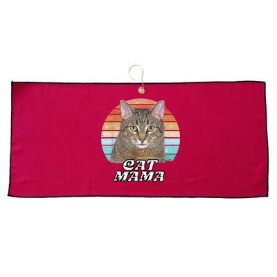 Cat Mama Mom Mothers Day Tabby Retro Large Microfiber Waffle Golf Towel