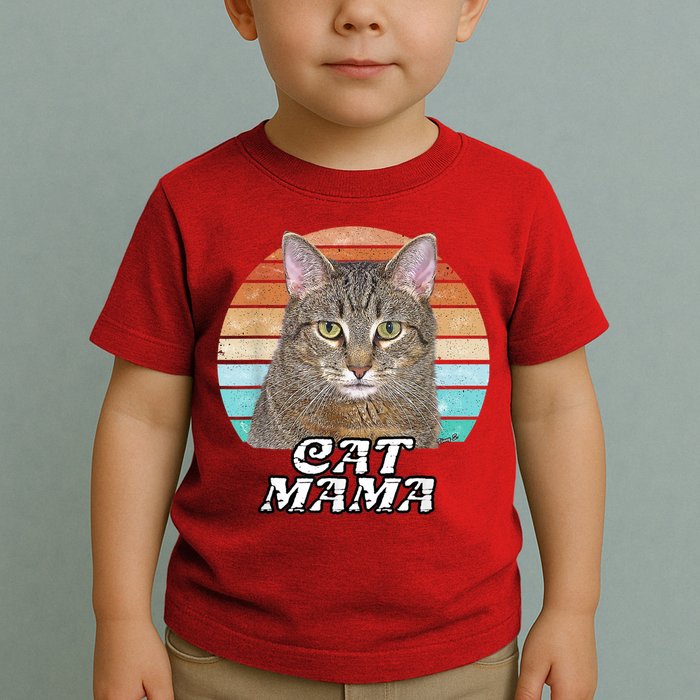 Cat Mama Mom Mothers Day Tabby Retro Toddler T-Shirt