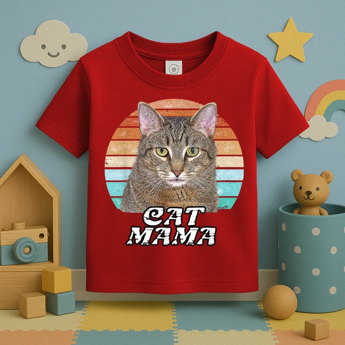 Cat Mama Mom Mothers Day Tabby Retro Toddler T-Shirt