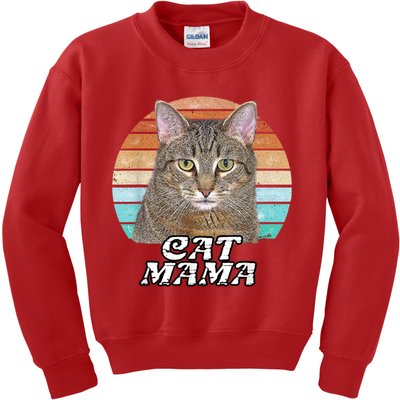 Cat Mama Mom Mothers Day Tabby Retro Kids Sweatshirt