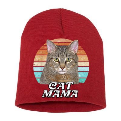 Cat Mama Mom Mothers Day Tabby Retro Short Acrylic Beanie