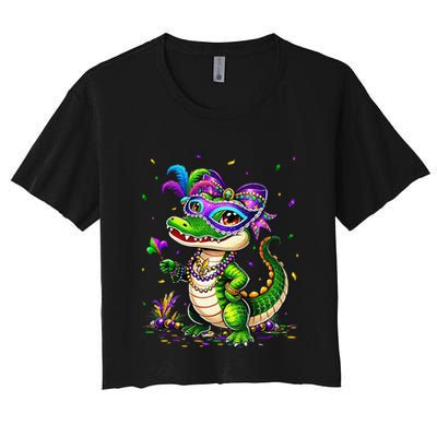 Cute Mardigator Mardi Gras Alligator Costume Gift Crop Top