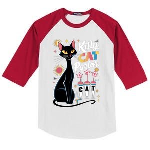 Cool Midcentury Modern Retro Kitty Cat Parlor Funny Gift Kids Colorblock Raglan Jersey