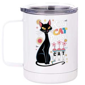 Cool Midcentury Modern Retro Kitty Cat Parlor Funny Gift 12 oz Stainless Steel Tumbler Cup