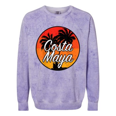 Costa Maya Mexico Vacation Cruise Vintage Sunset Souvenir Colorblast Crewneck Sweatshirt