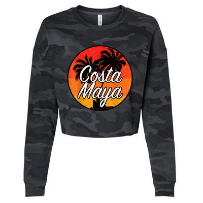 Costa Maya Mexico Vacation Cruise Vintage Sunset Souvenir Cropped Pullover Crew