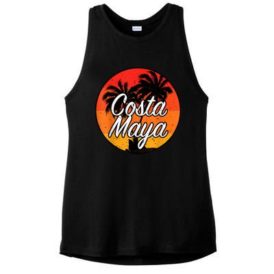 Costa Maya Mexico Vacation Cruise Vintage Sunset Souvenir Ladies PosiCharge Tri-Blend Wicking Tank