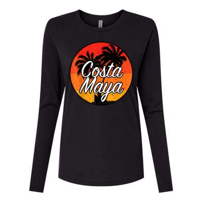 Costa Maya Mexico Vacation Cruise Vintage Sunset Souvenir Womens Cotton Relaxed Long Sleeve T-Shirt