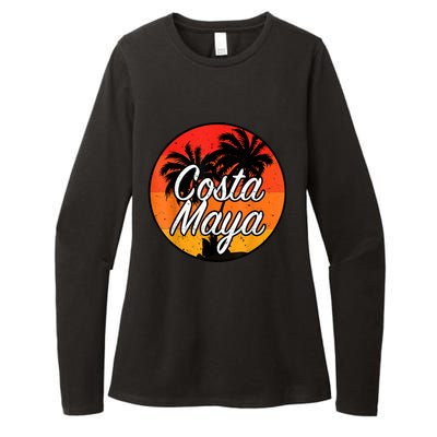 Costa Maya Mexico Vacation Cruise Vintage Sunset Souvenir Womens CVC Long Sleeve Shirt