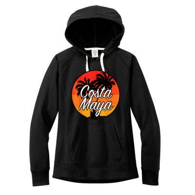 Costa Maya Mexico Vacation Cruise Vintage Sunset Souvenir Women's Fleece Hoodie