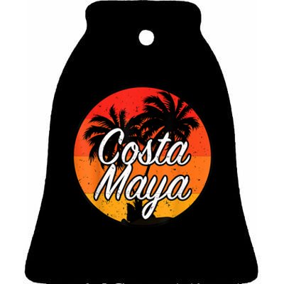 Costa Maya Mexico Vacation Cruise Vintage Sunset Souvenir Ceramic Bell Ornament