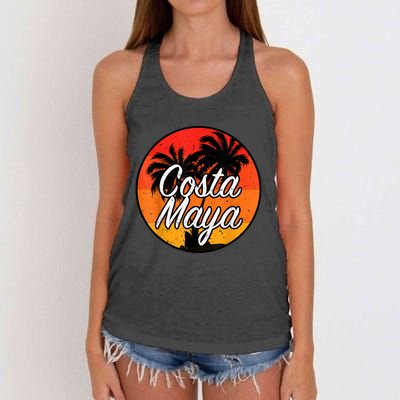 Costa Maya Mexico Vacation Cruise Vintage Sunset Souvenir Women's Knotted Racerback Tank