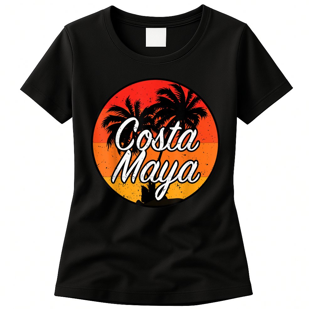 Costa Maya Mexico Vacation Cruise Vintage Sunset Souvenir Womens T-Shirt
