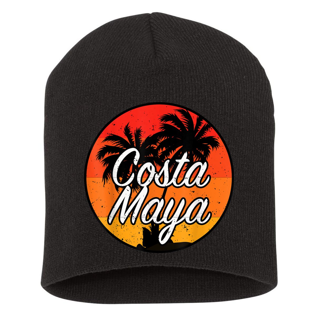 Costa Maya Mexico Vacation Cruise Vintage Sunset Souvenir Short Acrylic Beanie