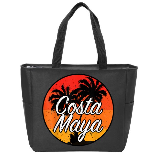 Costa Maya Mexico Vacation Cruise Vintage Sunset Souvenir Zip Tote Bag