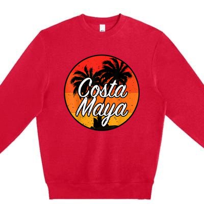 Costa Maya Mexico Vacation Cruise Vintage Sunset Souvenir Premium Crewneck Sweatshirt