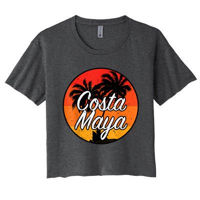 Costa Maya Mexico Vacation Cruise Vintage Sunset Souvenir Women's Crop Top Tee