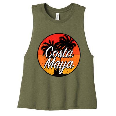 Costa Maya Mexico Vacation Cruise Vintage Sunset Souvenir Women's Racerback Cropped Tank