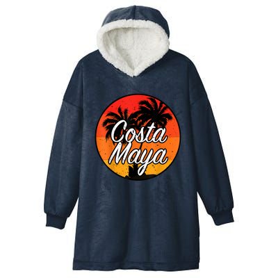 Costa Maya Mexico Vacation Cruise Vintage Sunset Souvenir Hooded Wearable Blanket