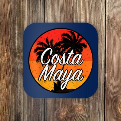 Costa Maya Mexico Vacation Cruise Vintage Sunset Souvenir Coaster