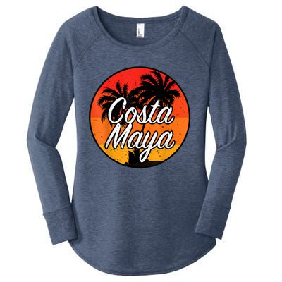 Costa Maya Mexico Vacation Cruise Vintage Sunset Souvenir Women's Perfect Tri Tunic Long Sleeve Shirt