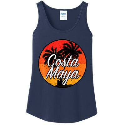 Costa Maya Mexico Vacation Cruise Vintage Sunset Souvenir Ladies Essential Tank