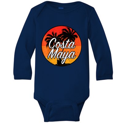 Costa Maya Mexico Vacation Cruise Vintage Sunset Souvenir Baby Long Sleeve Bodysuit