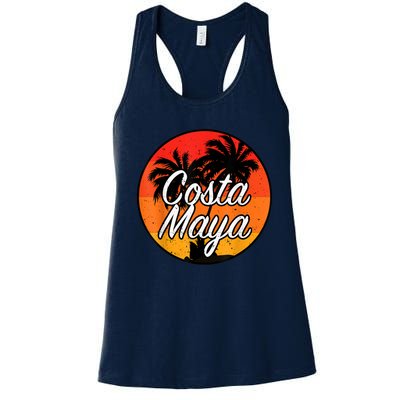 Costa Maya Mexico Vacation Cruise Vintage Sunset Souvenir Women's Racerback Tank