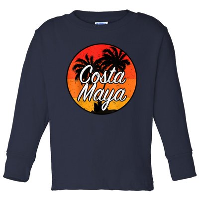 Costa Maya Mexico Vacation Cruise Vintage Sunset Souvenir Toddler Long Sleeve Shirt