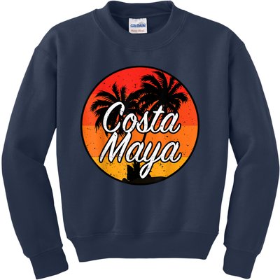 Costa Maya Mexico Vacation Cruise Vintage Sunset Souvenir Kids Sweatshirt