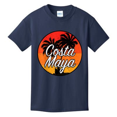 Costa Maya Mexico Vacation Cruise Vintage Sunset Souvenir Kids T-Shirt