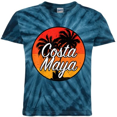 Costa Maya Mexico Vacation Cruise Vintage Sunset Souvenir Kids Tie-Dye T-Shirt