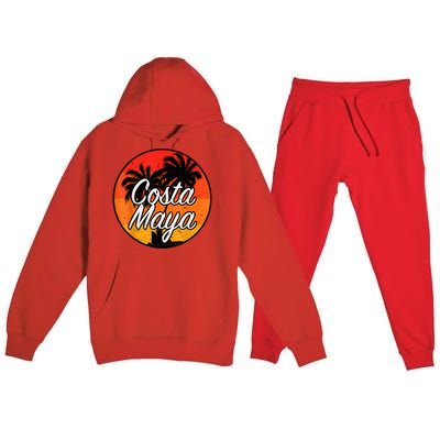 Costa Maya Mexico Vacation Cruise Vintage Sunset Souvenir Premium Hooded Sweatsuit Set