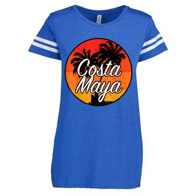 Costa Maya Mexico Vacation Cruise Vintage Sunset Souvenir Enza Ladies Jersey Football T-Shirt