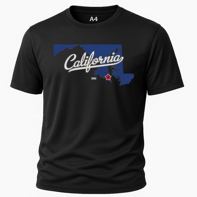 California Maryland Md Map Cooling Performance Crew T-Shirt