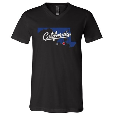 California Maryland Md Map V-Neck T-Shirt