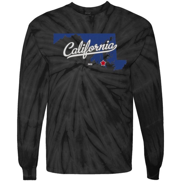 California Maryland Md Map Tie-Dye Long Sleeve Shirt